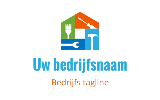 Kleurrijk huis logo ontwerp met gereedschap en een kwast