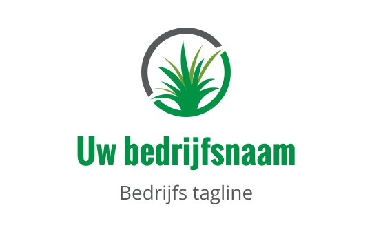 Modern groen plantenlogo ontwerp met cirkelvormige grijze omtrek