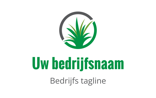 Modern groen plantenlogo ontwerp met cirkelvormige grijze omtrek