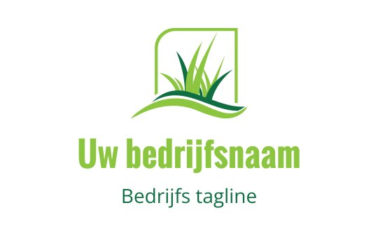 Modern groen logo ontwerp met gestileerd gras en een gebogen lijn