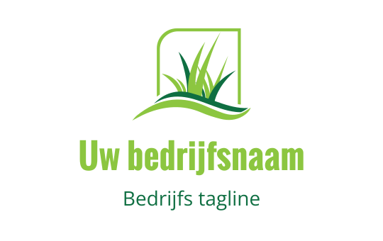 Modern groen logo ontwerp met gestileerd gras en een gebogen lijn