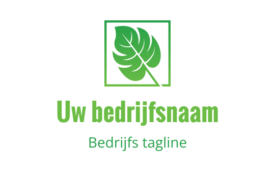 Modern groen blad logo ontwerp met een vierkante omtrek