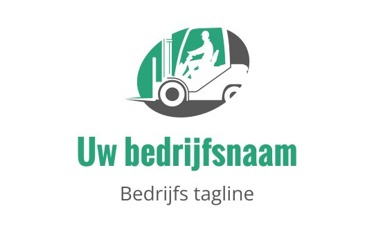 Modern logo ontwerp van een vorkheftruck met een bestuurder in groen en zwart