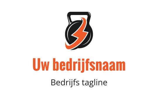 Dapper logo ontwerp met een kettlebell en bliksemschicht in oranje en zwart