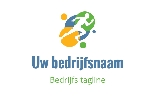 Dynamisch logo ontwerp met een hardloper en kleurrijke abstracte vormen