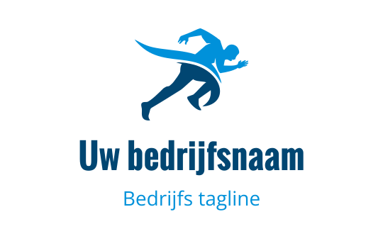 Dynamisch blauw lopend figuur logo ontwerp met vetgedrukte typografie