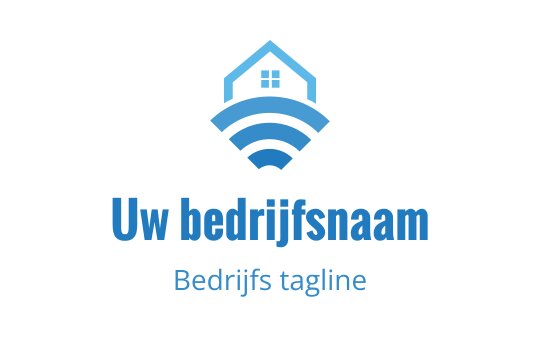Modern blauw logo ontwerp met een huis en signaalgolven