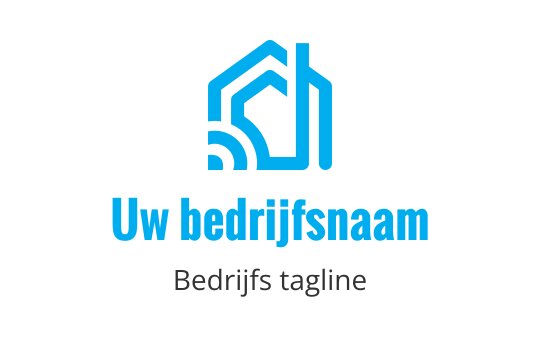 Modern blauw huis logo ontwerp met abstracte lijnen en krommingen