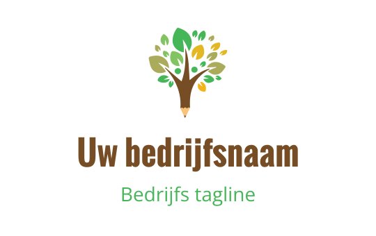 Modern boom logo ontwerp met groene bladeren en een potloodstam