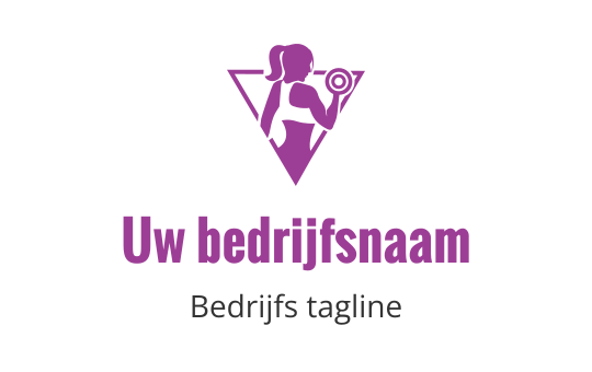 Dapper logo ontwerp met een gestileerde figuur die een gewicht heft in roze