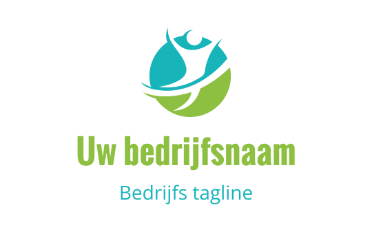 Dynamisch logo ontwerp met een gestileerde figuur in blauwe en groene cirkels