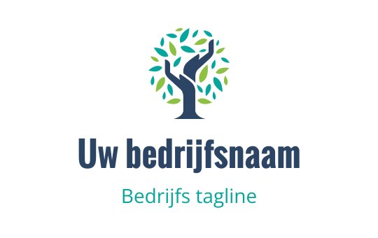Modern boom logo ontwerp met groene bladeren en een donkere stam