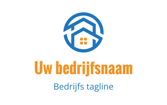 Modern huis logo ontwerp met blauwe en oranje elementen