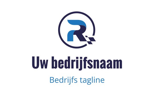 Modern blauw en zwart logo ontwerp met een gestileerde letter R