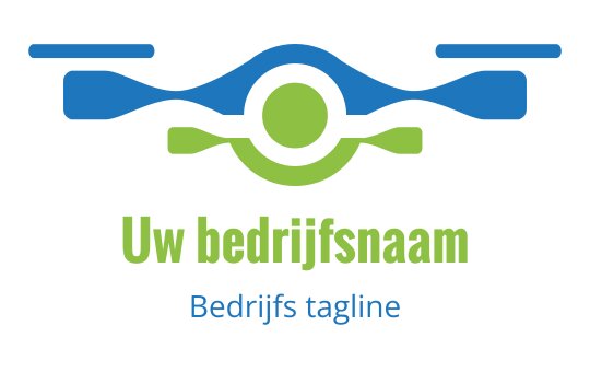 Modern logo ontwerp van een drone met blauwe en groene elementen