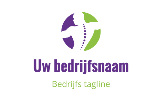 Dynamisch logo ontwerp met een silhouet en een wervelkolom in paars en groen