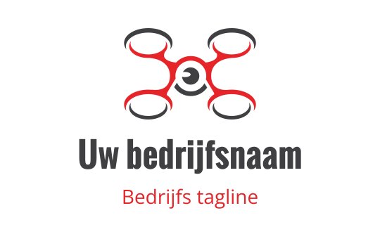 Modern logo ontwerp van een drone met rode accenten en ronde propellers