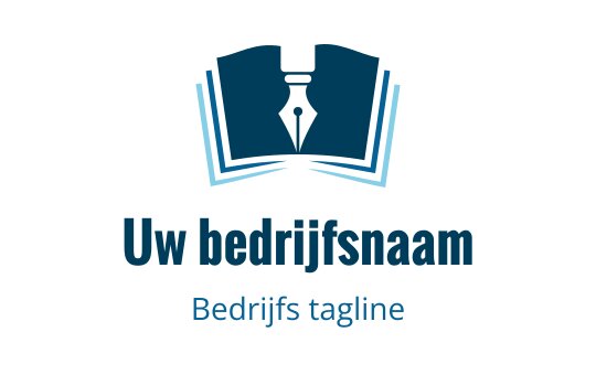 Elegant logo ontwerp met een open boek en een vulpen