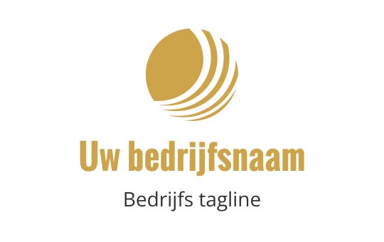 Modern logo ontwerp met een gestileerde gouden bol en gebogen lijnen