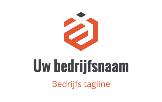 Modern hexagonaal logo ontwerp met oranje en grijze elementen