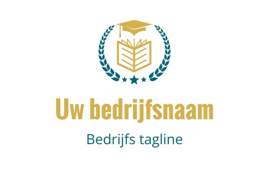 Elegant logo ontwerp met een open boek, afstudeerhoed en lauwerkrans