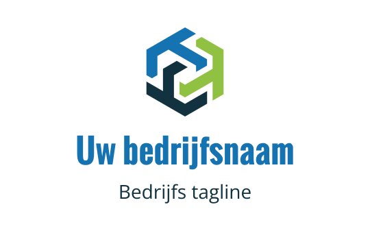 Modern hexagonaal logo ontwerp met in elkaar grijpende vormen in blauw en groen