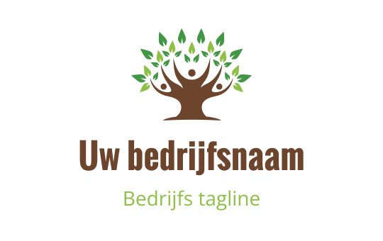 Modern boom logo ontwerp met groene bladeren en een bruine stam