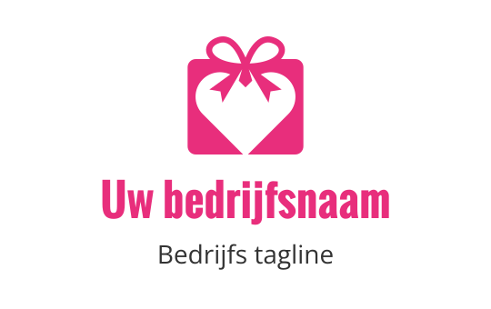 Speelse roze cadeau doos logo ontwerp met hart en strik elementen