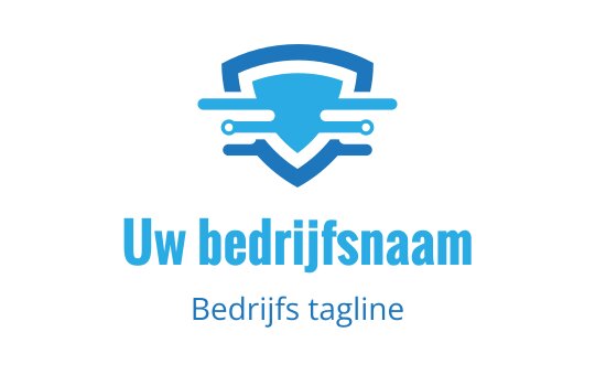 Modern blauw schild logo ontwerp met abstracte lijnen en vormen