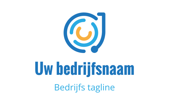 Modern logo ontwerp met een cirkelvormig blauw en oranje motief