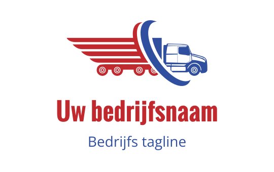 Dynamisch logo ontwerp met een vrachtwagen en rode snelheidslijnen