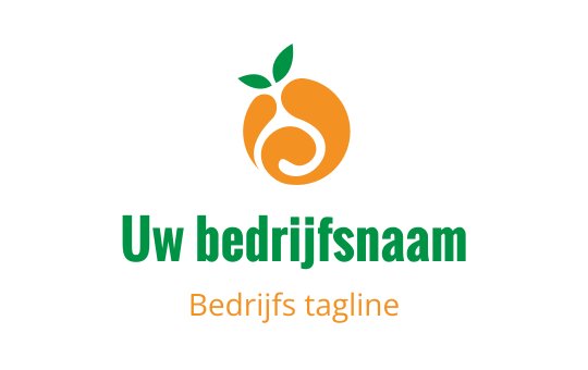 Modern oranje logo ontwerp met een gestileerd fruit en groene bladeren