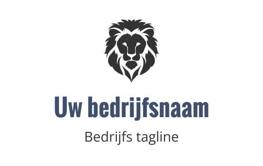 Dapper leeuwenkop logo ontwerp in donkergrijs met blauwe tekst