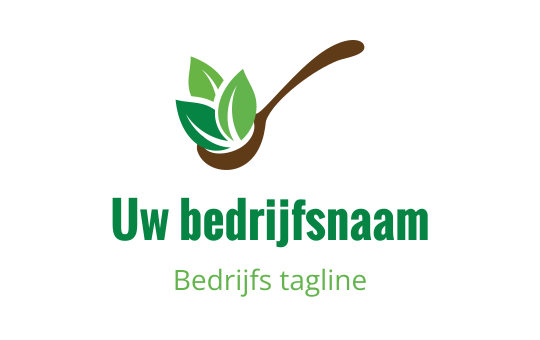 Modern logo ontwerp met een lepel en groene bladeren