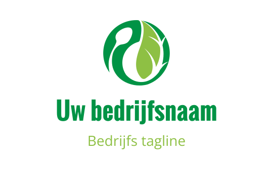 Modern groen logo ontwerp met een gestileerd blad en cirkelvorm