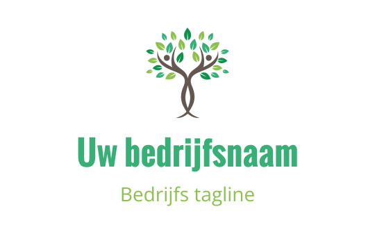 Modern boom logo ontwerp met groene bladeren en een bruine stam