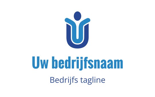 Modern blauw logo ontwerp met een gestileerde menselijke figuur en de letter U