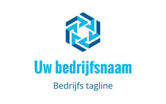Modern blauw geometrisch logo ontwerp met in elkaar grijpende pijlen