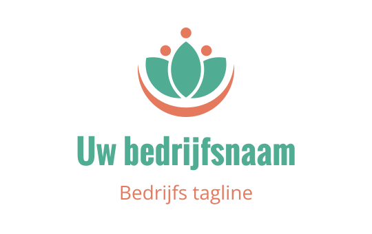 Modern logo ontwerp met een gestileerde lotus bloem in teal en koraal