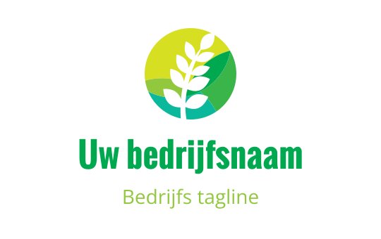 Modern logo ontwerp met een groene blad in een cirkelvormige gradient achtergrond