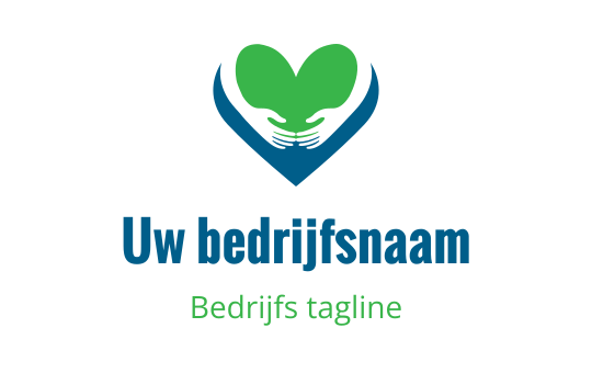 Hartvormig logo ontwerp met groene en blauwe elementen