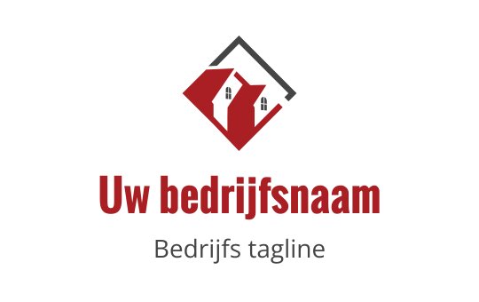 Modern rood en zwart logo ontwerp met een gestileerde huisvorm