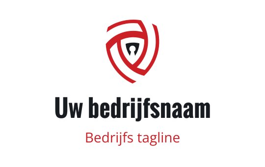 Dapper schild logo ontwerp met rode en zwarte verweven elementen