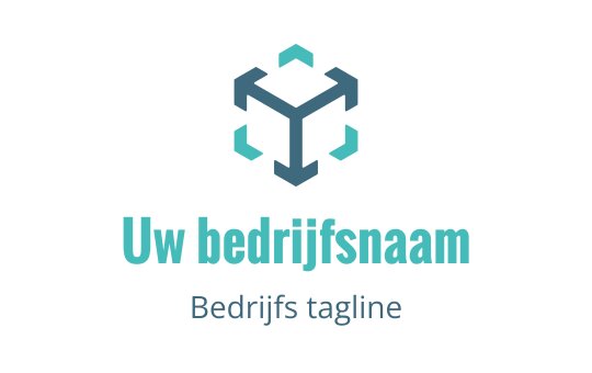 Modern geometrisch logo met een kubus en teal accenten