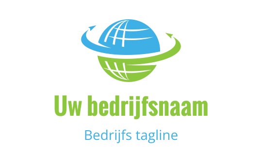 Modern globe logo ontwerp met blauwe en groene draaiende elementen