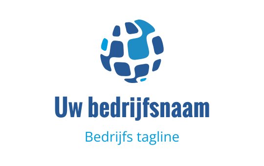Modern blauw globe logo ontwerp met abstracte vormen en vetgedrukte tekst