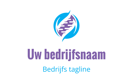 Modern logo ontwerp met een blauw en paars abstract draaipatroon