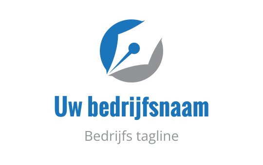 Modern logo ontwerp met een penpunt in blauw en grijs