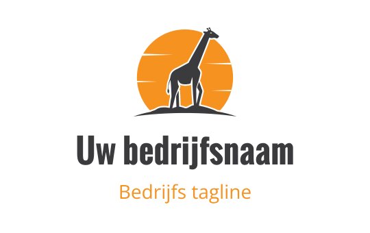 Logo ontwerp van een giraffe silhouet met een oranje zonsondergang achtergrond