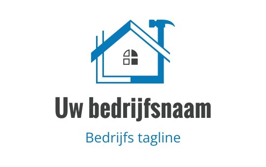 Modern huis logo ontwerp met een blauw dak en hamer element